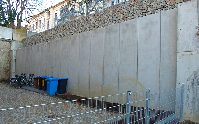 Neue Stützmauer an der Landeskronstraße in Görlitz